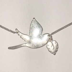 Silver Bird & Leaf Necklace